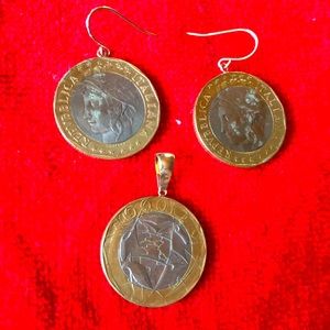Beautiful set Italian Earrings and pendant